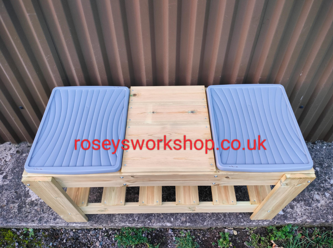 Sand and Water Table. Double Box with centre Work Bench Table.