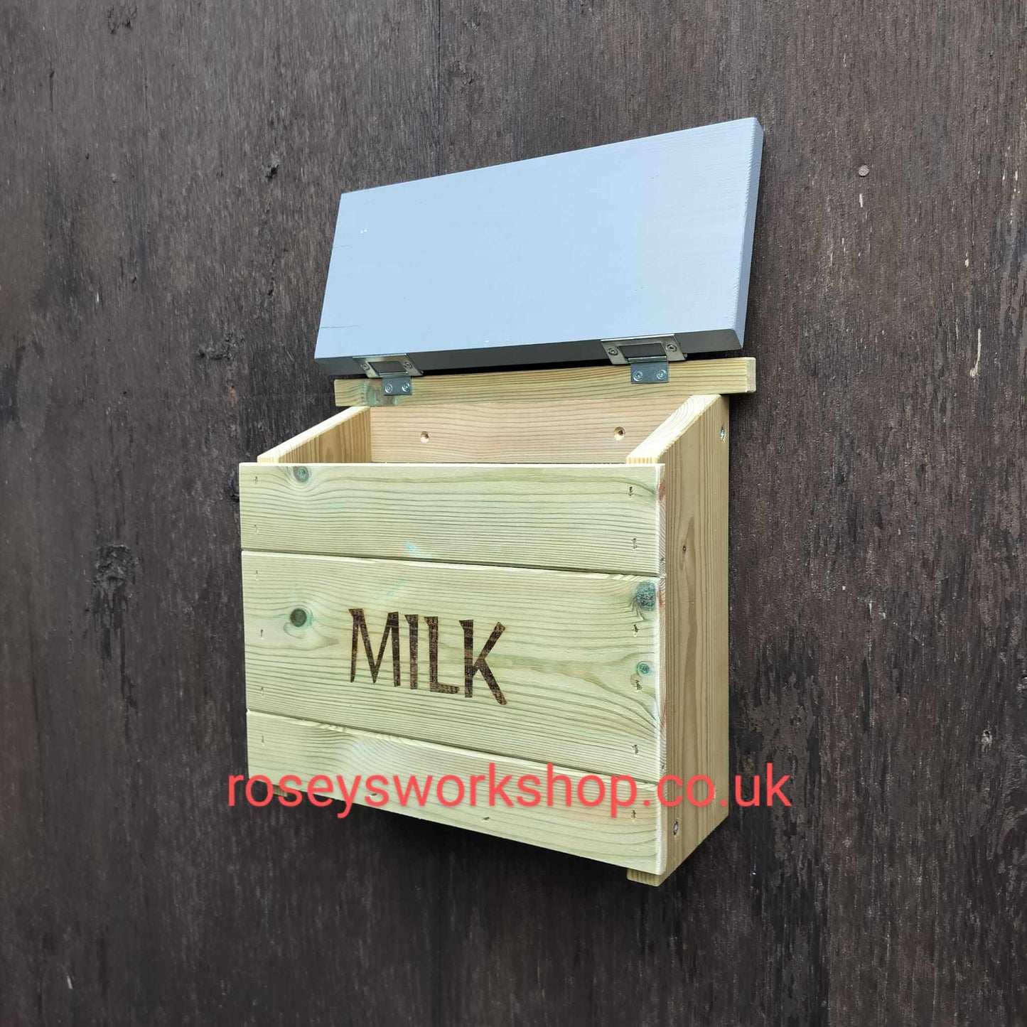 Wall Mount Milk Box Crate - Holds 4x 1pt Glass Bottles