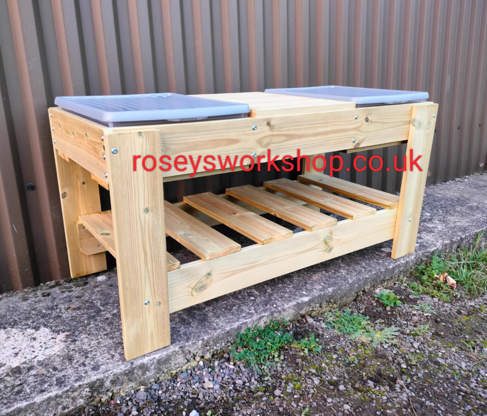 Sand and Water Table. Double Box with centre Work Bench Table.