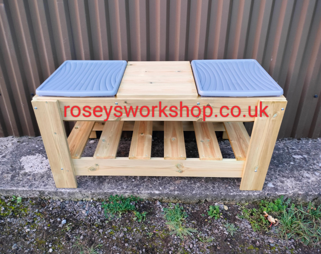 Sand and Water Table. Double Box with centre Work Bench Table.