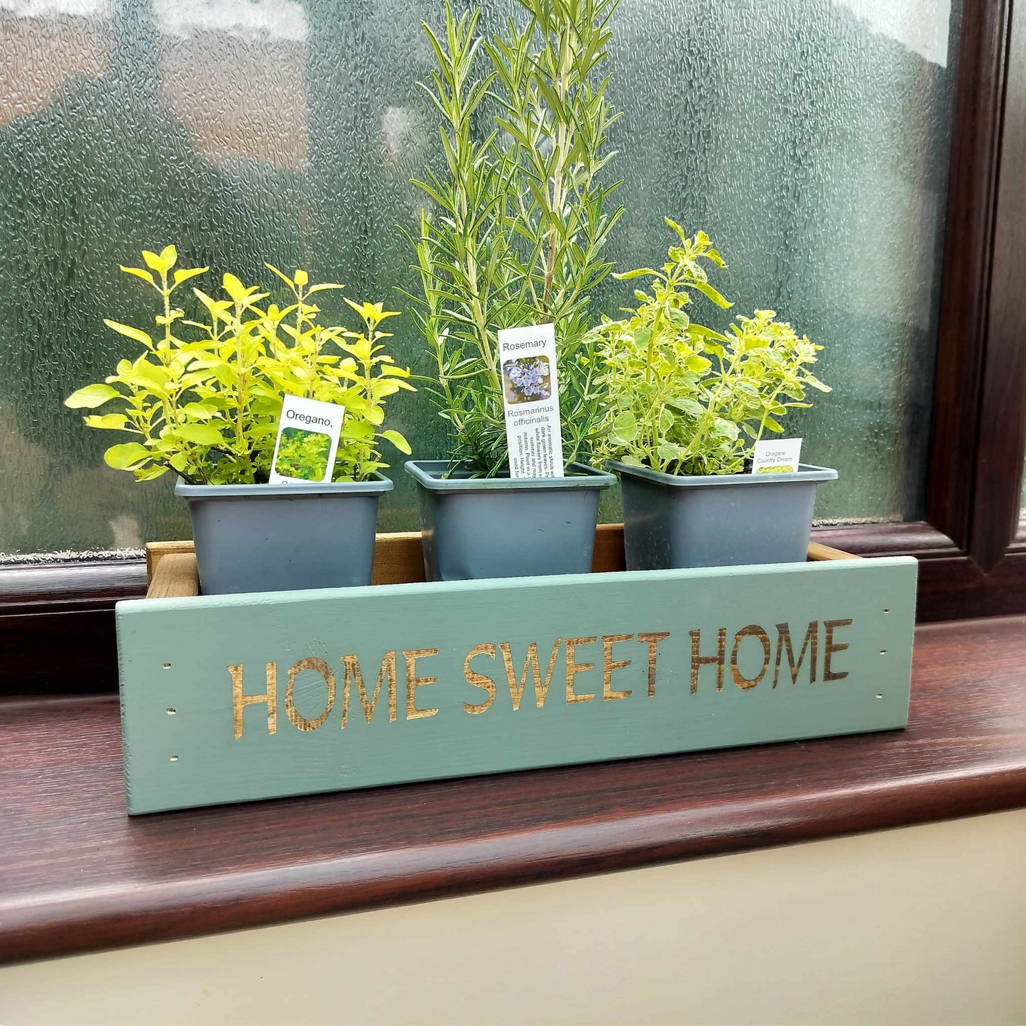 Rustic Indoor or Outdoor Wood Plant Pot Box. Kitchen window sill box. Herb planter. Kitchen garden box. Plant pot Tray Farmhouse planter box