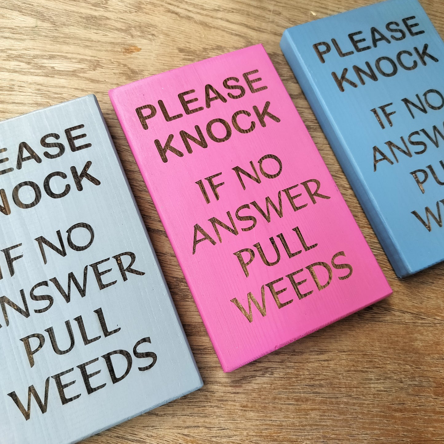 Please Knock Humour Garden Hanging Sign