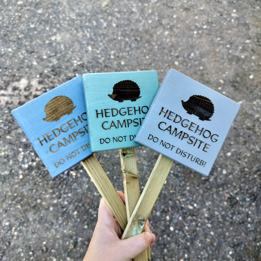 Hedgehog Campsite Garden Stake Sign