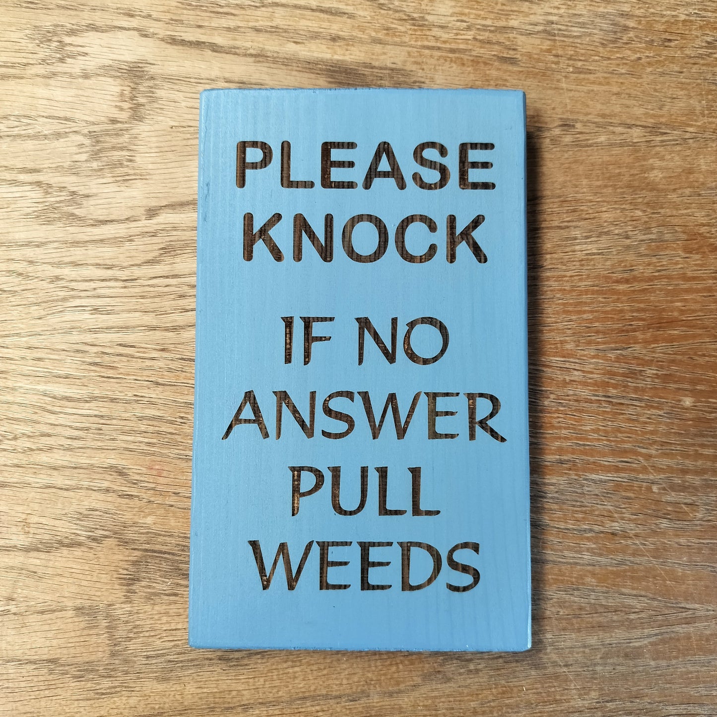 Please Knock Humour Garden Hanging Sign