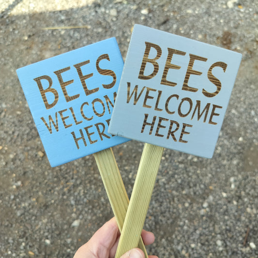 Bees Welcome Garden Stake Sign