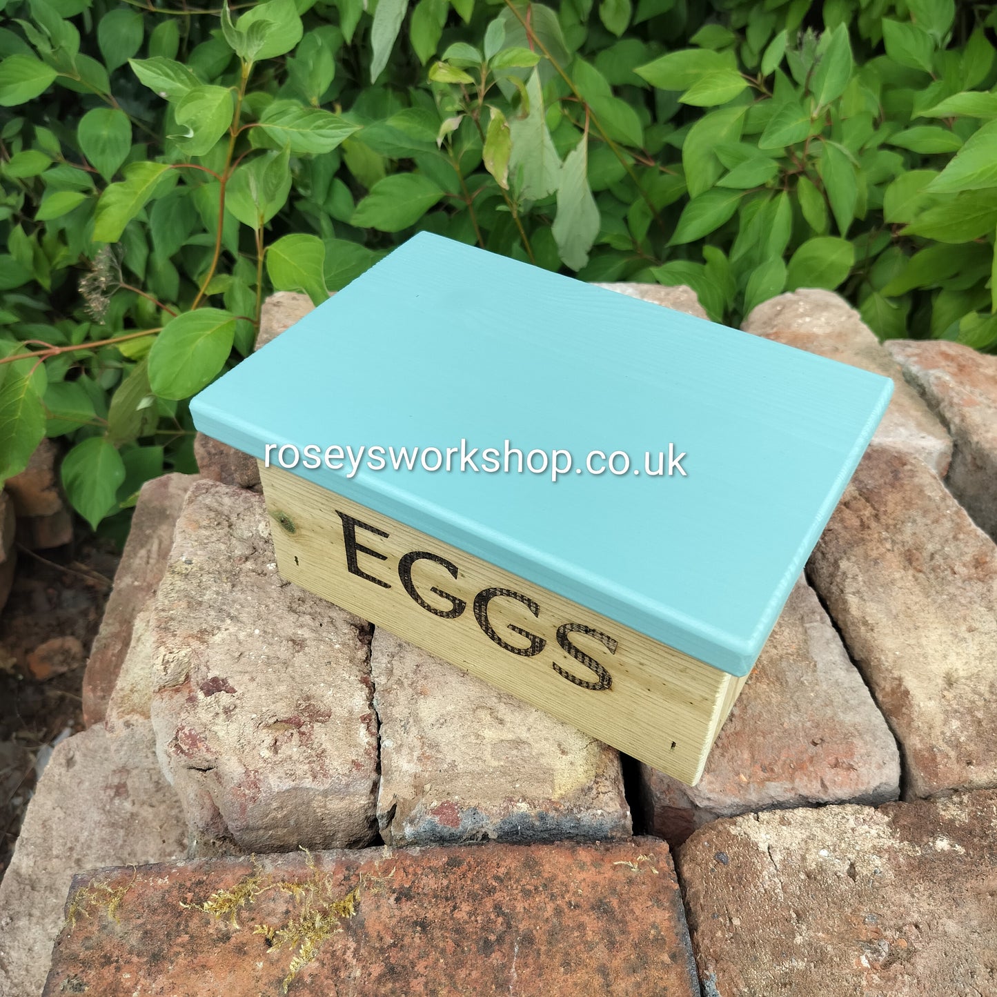 Wooden Doorstep or Kitchen Egg Box. Holds 6 Eggs