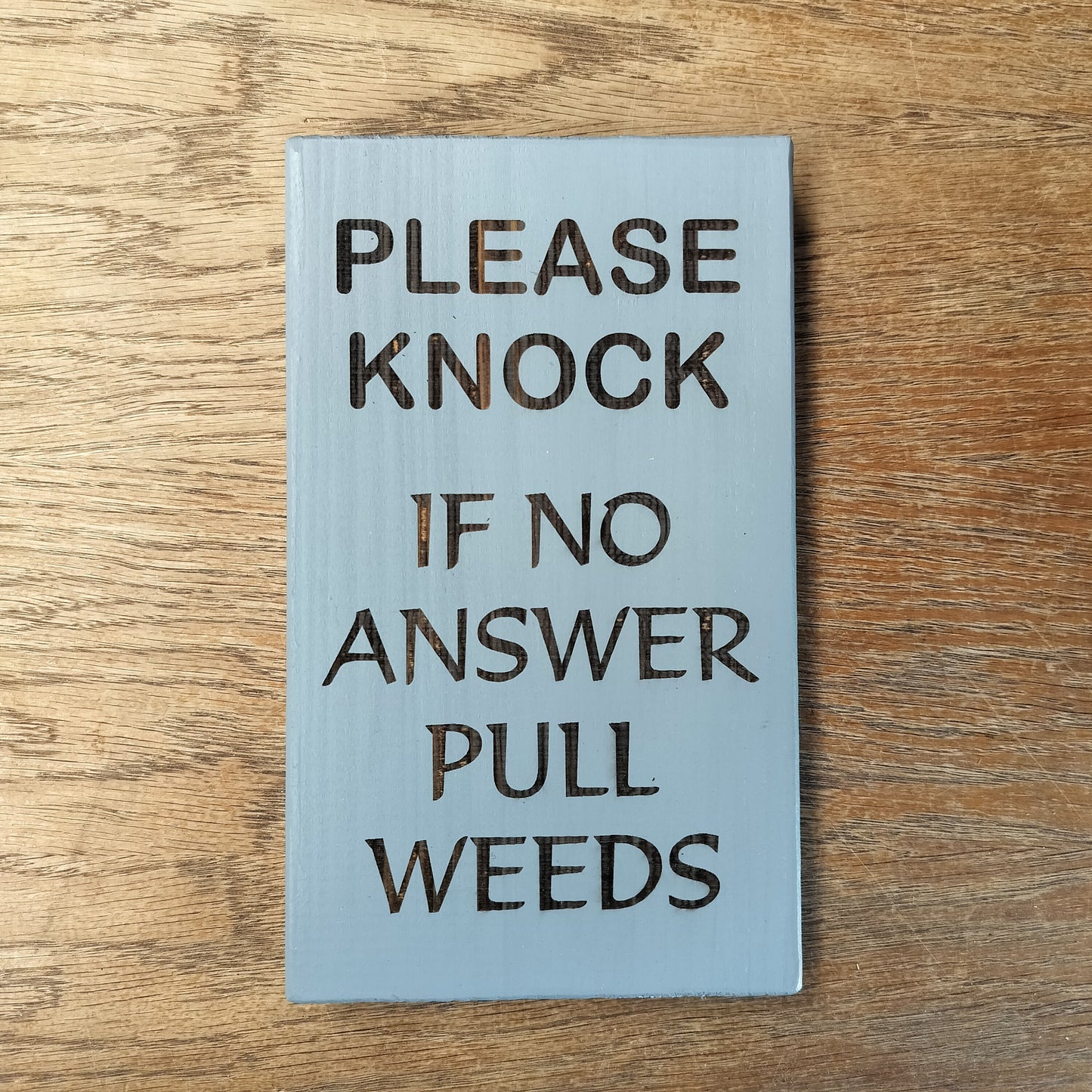 Please Knock Humour Garden Hanging Sign